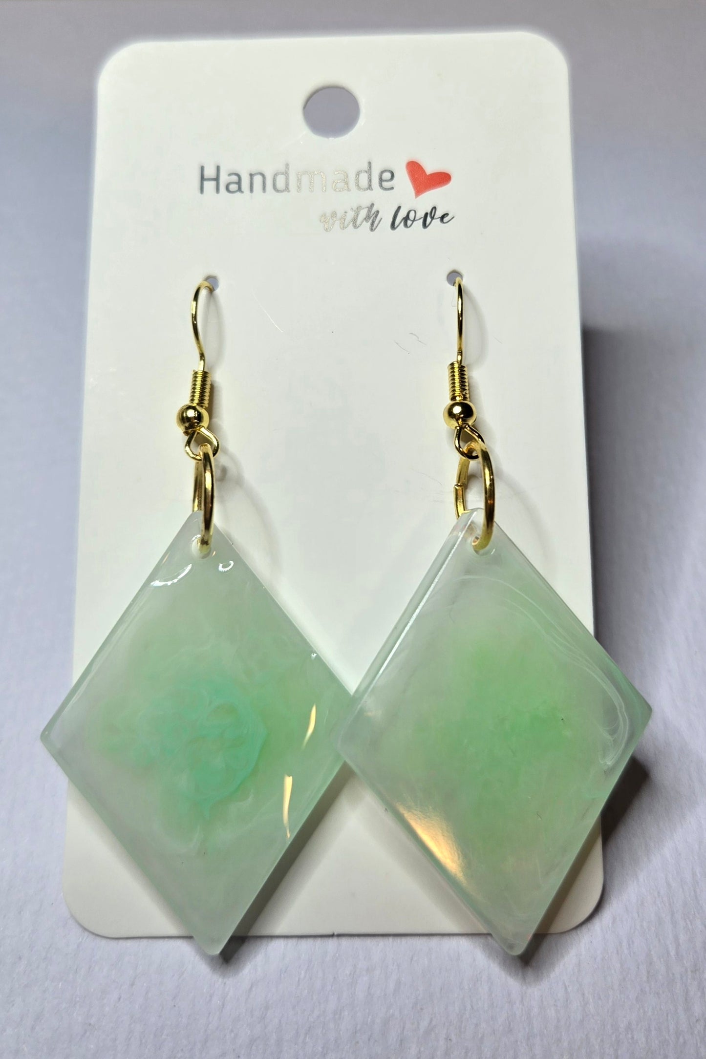 Diamond Jade Drop Earrings Resin
