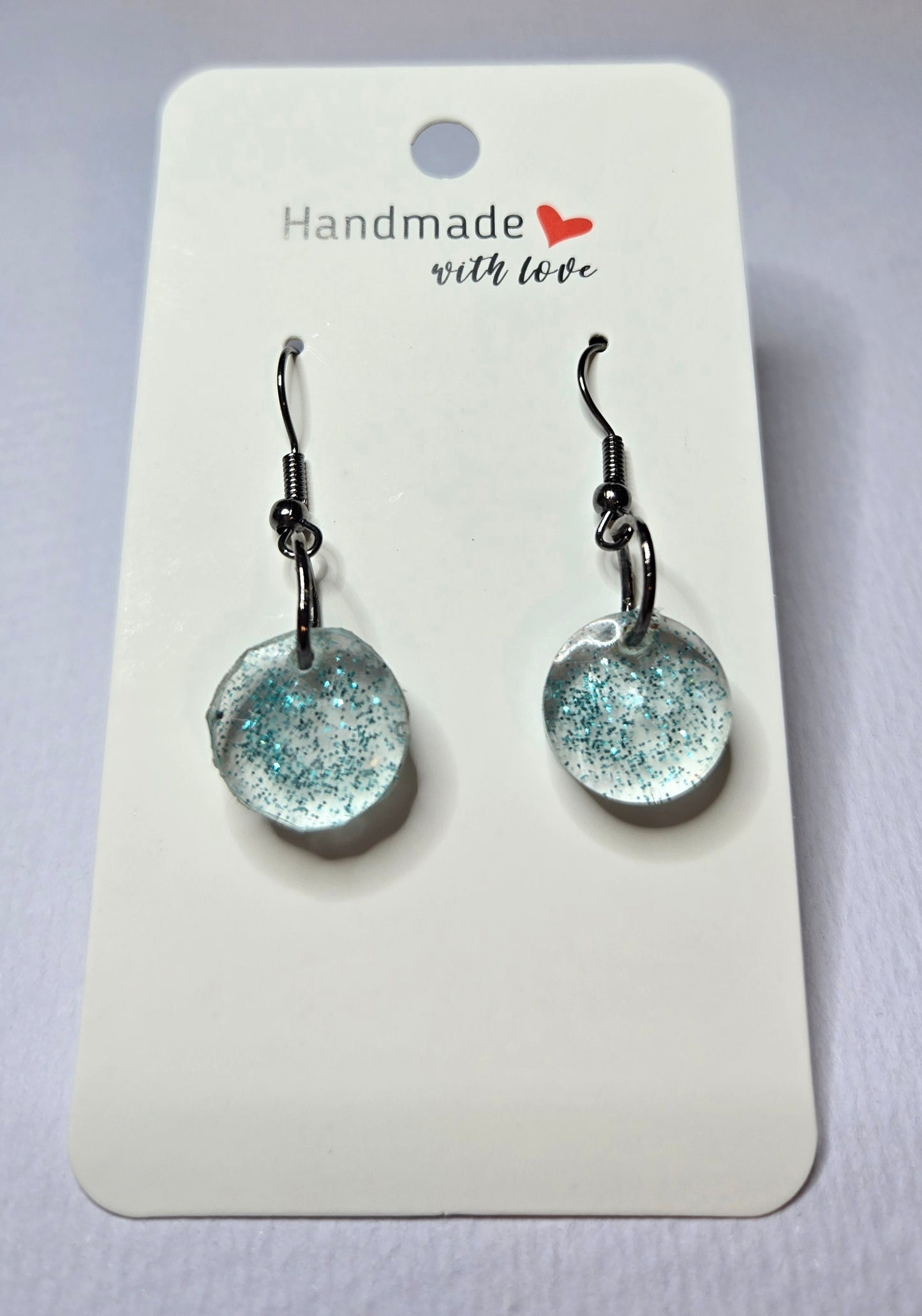 Blue Glitter Drop Earrings Resin