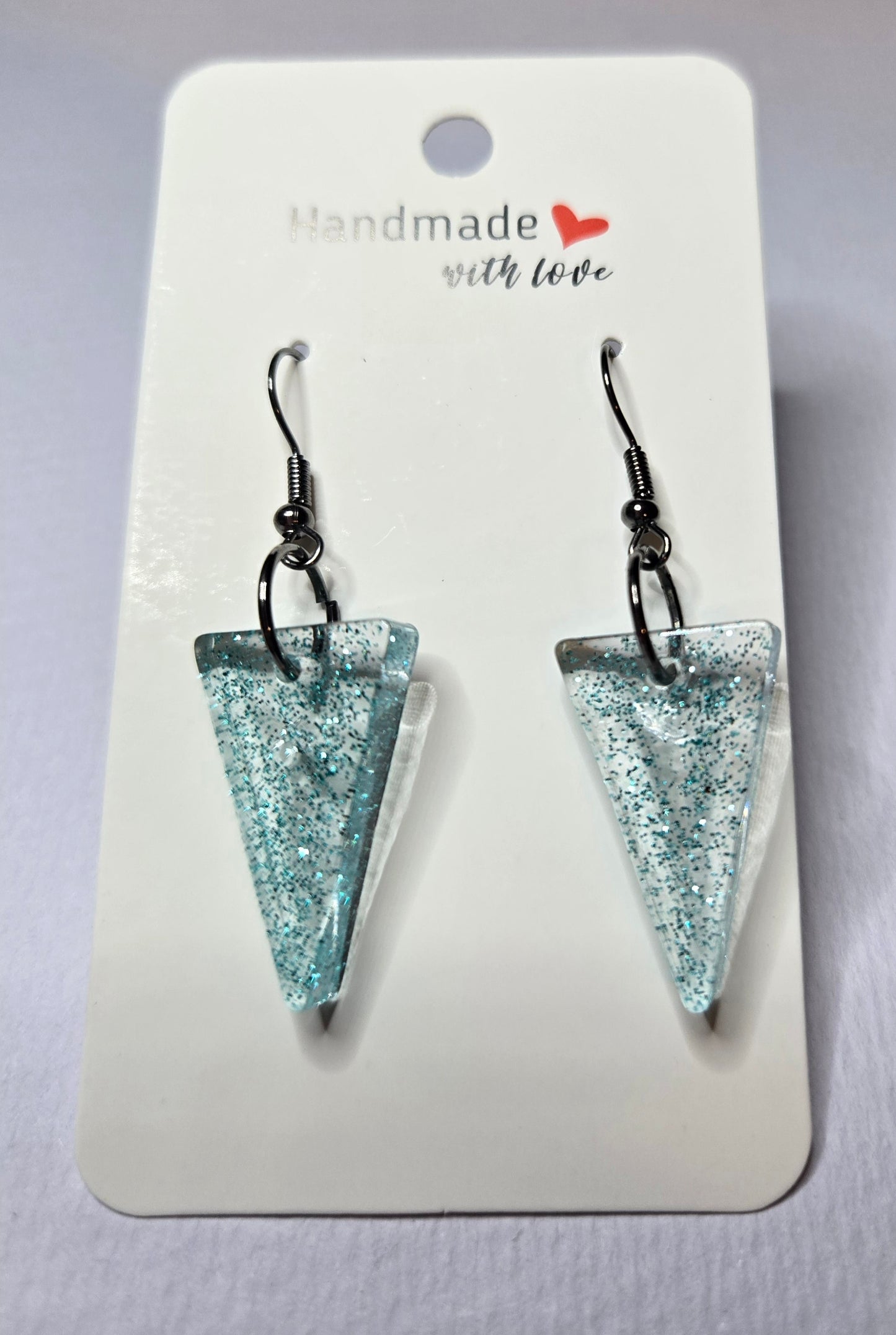 Blue Glitter Drop Earrings Resin