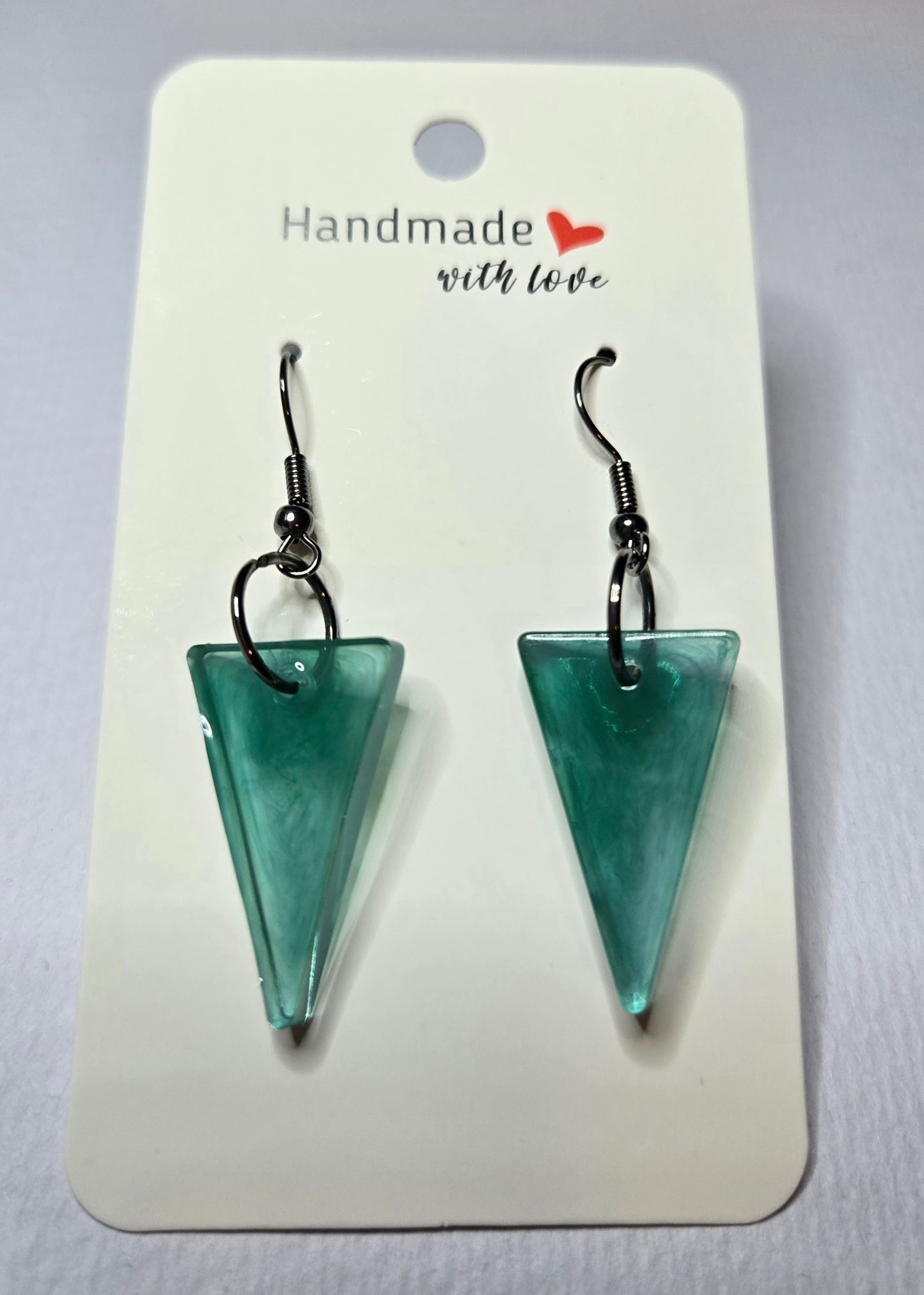 Green Drop Earrings Resin