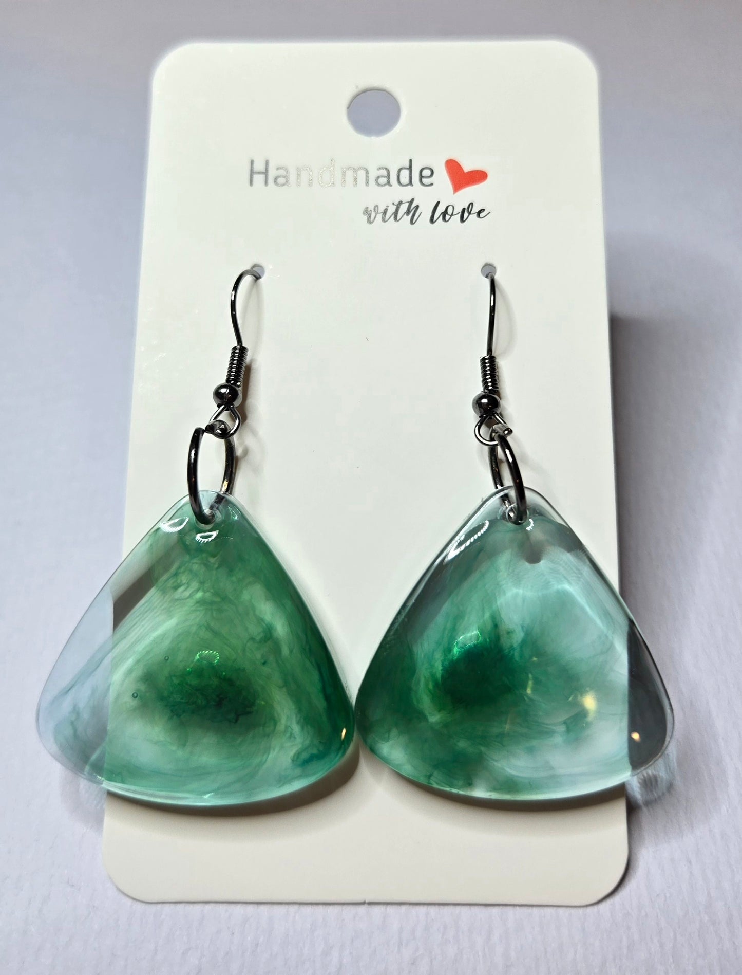 Teal Drop Earrings Resin