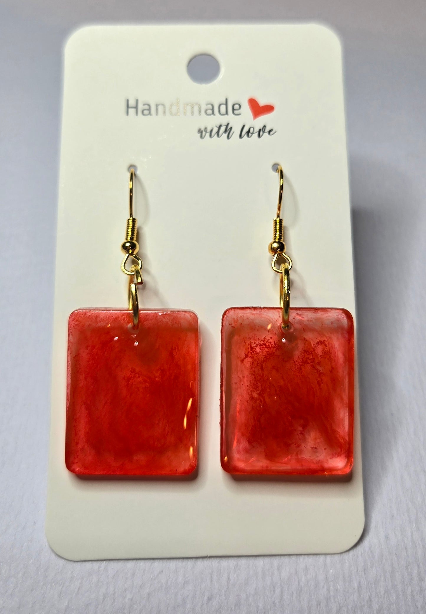 Red Drop Earrings Resin
