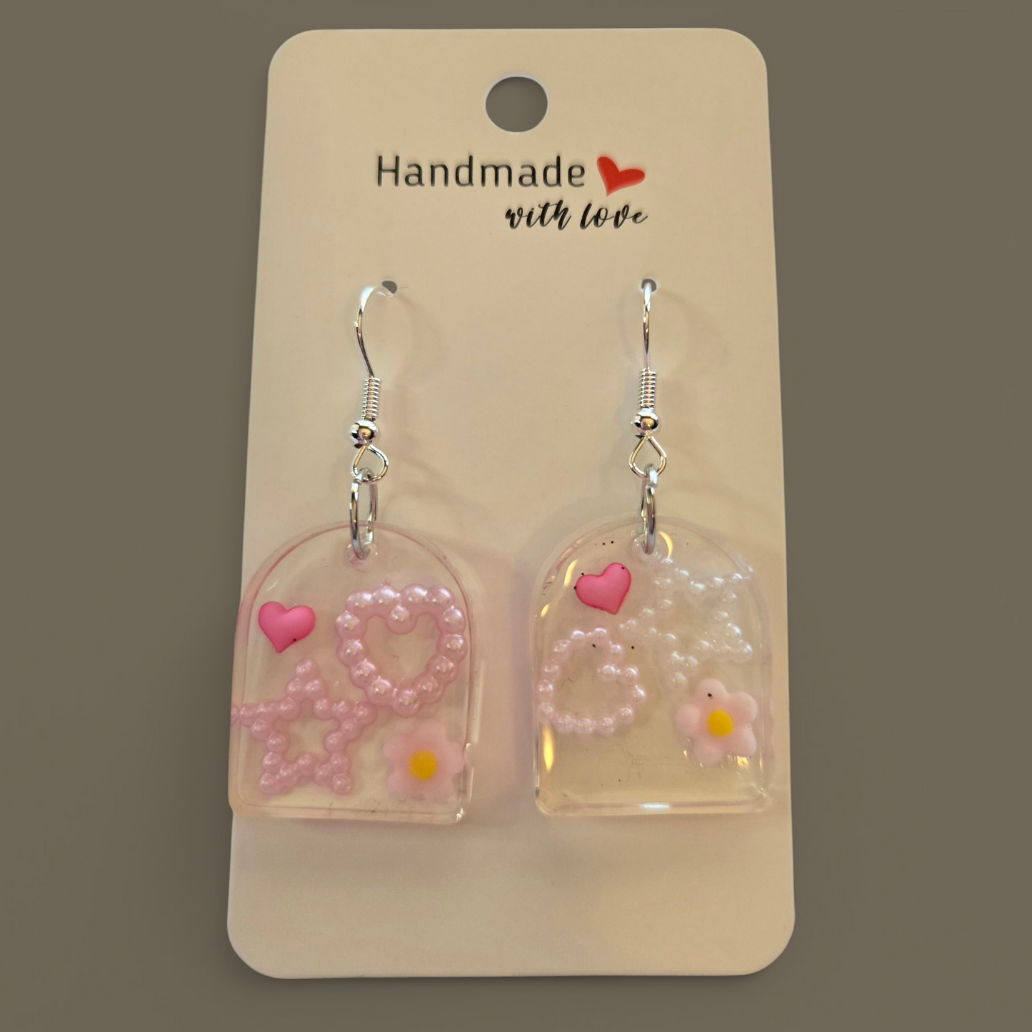 Pink Resin Drop Earrings