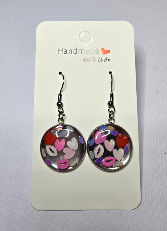 Hearts & Kisses Resin Drop Earrings