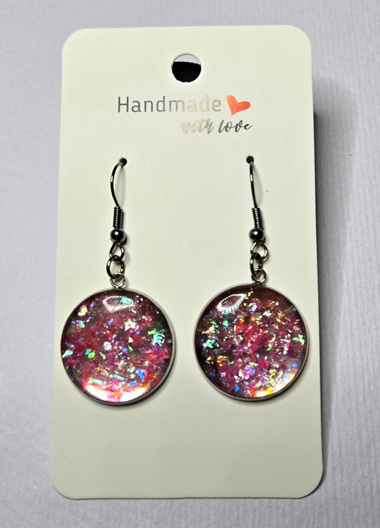 Pink Resin Drop Earrings