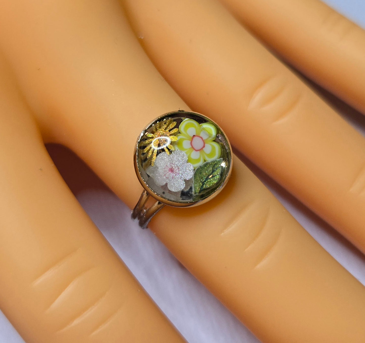 Yellow, Pink Resin Ring