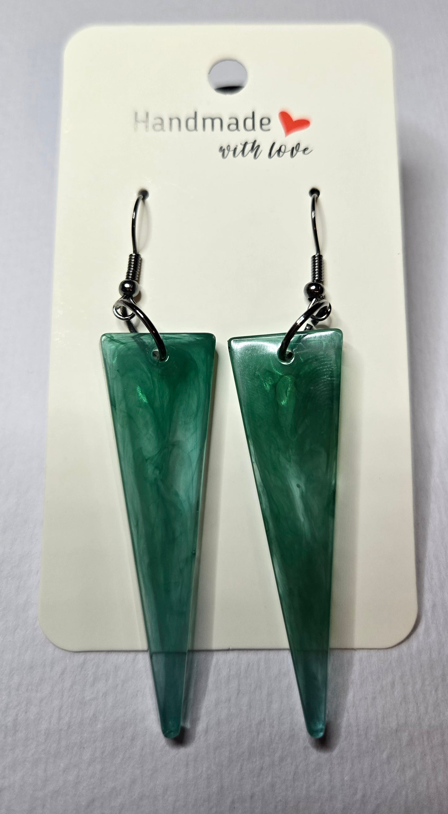 Teal Rectangle Drop Earrings Resin
