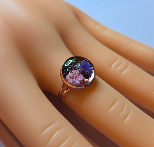 Floral Pink Resin Ring