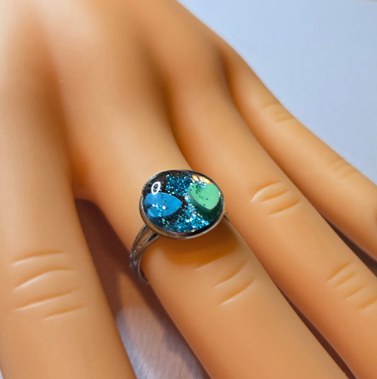 Blue Hearts Resin Ring