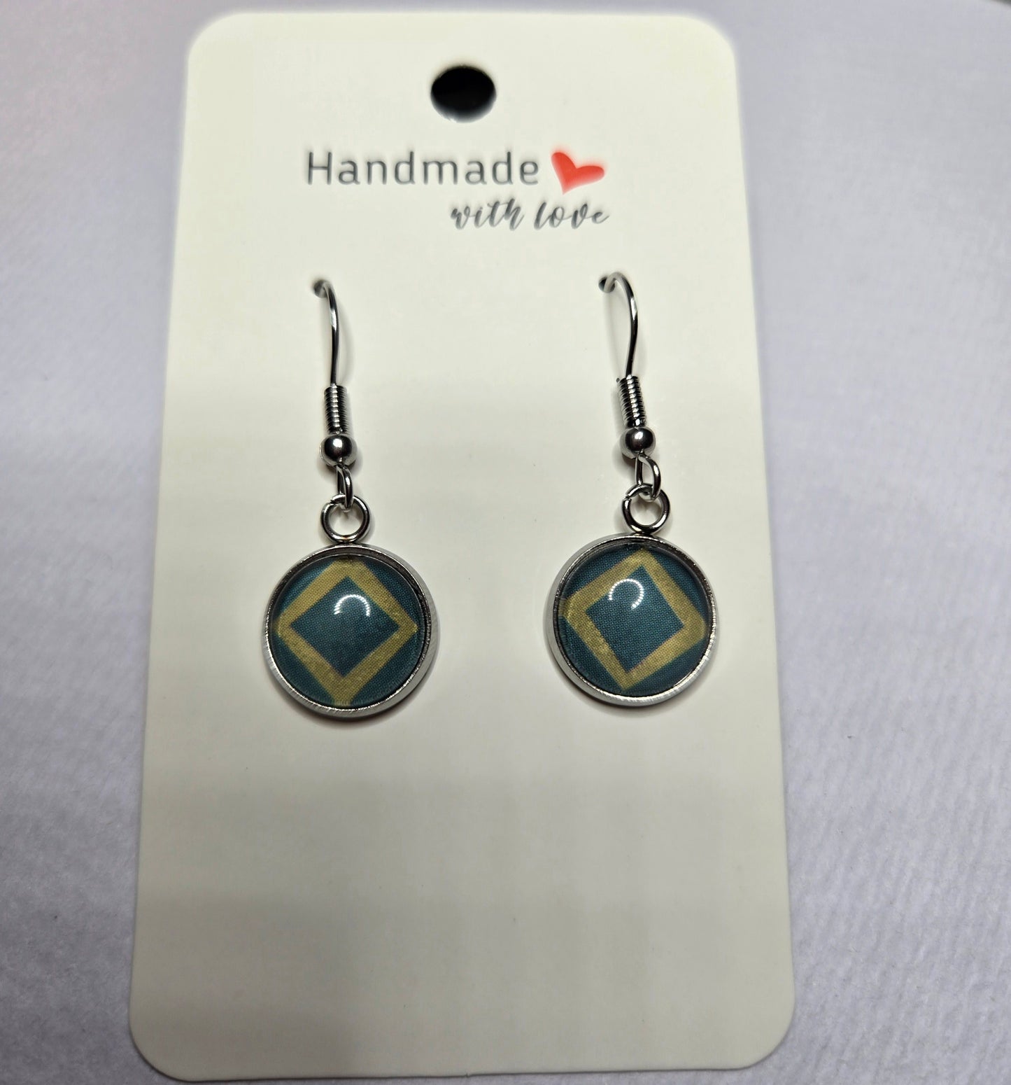 Blue and White Resin Drop Earrings